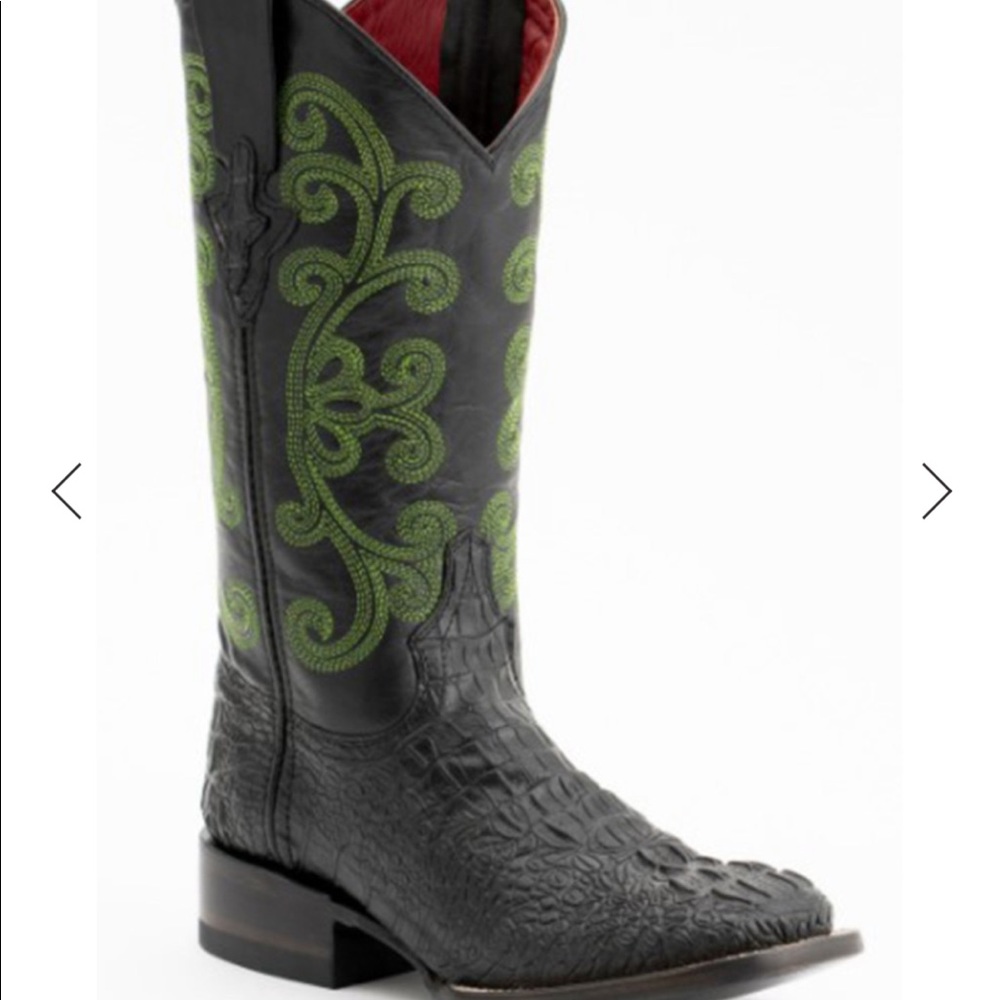 FERRINI CAIMAN CROC PRINT LEATHER COWGIRL BOOTS - SQUARE TOE SIZE 9